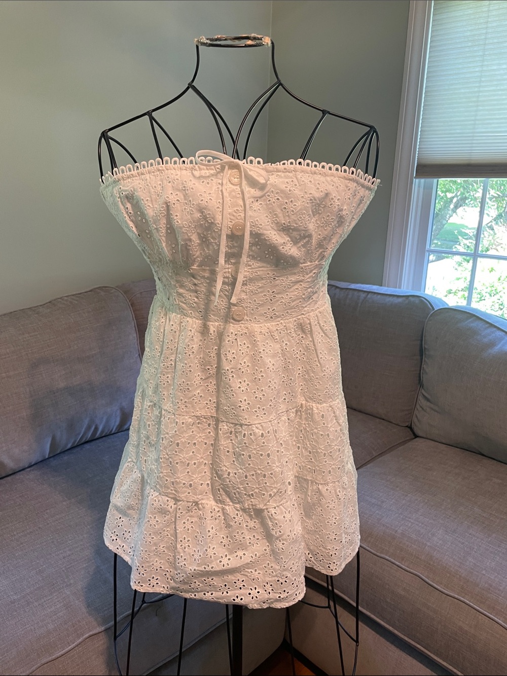 Forever 21 White Strapless Eyelet Sundress